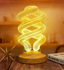 Spiral Şeklinde Gece Lambası, Helezon 3D Led Lamba