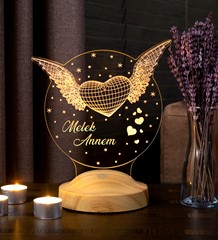 Anneye Hediye, Anneler Günü Özel Melek Annem 3D Led Lamba, Melek Kanatlı Anneler Günü Hediyesi