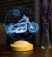 Chopper Motorsiklet, Motor Hayranlarına Hediye 3 Boyutlu, 3D Led Lamba