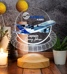Airbus A380 Yolcu Uçağı Kişiye Özel 3D Led Lamba, Kabin Memuru Amiri Hediyesi, Uçak Severe Hediye