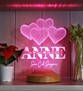 Anneler Günü Hediyesi, Anneye Hediye Kalpli Renkli İsim Yazılı Kişiye Özel 3D Led Lamba