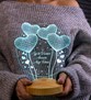 Anneler Günü Hediyesi, Anneye İsimli Hediye, Balon Kalpler Küre Kişiye Özel 3D Led Lamba
