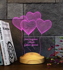 Annelere Hediye Uçan Kalpler, Anneler Günü Hediyesi Kişiye Özel 3D Led Lamba