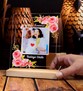 Anneler Günü Hediyesi Çiçekli ve Fotoğraflı Çerçeve, Anneye Hediye Fotoğraflı Ahşap Tabanlı Çerçeve