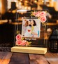 Anneler Günü Hediyesi Çiçekli ve Fotoğraflı Çerçeve, Anneye Hediye Fotoğraflı Ahşap Tabanlı Çerçeve