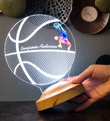 Basketbol Severlere Hediye, İsimli Basketbolcu Hediyesi 3D Led Lamba, Basketbol Hocasına Hediye, Basketbol Topu Lamba