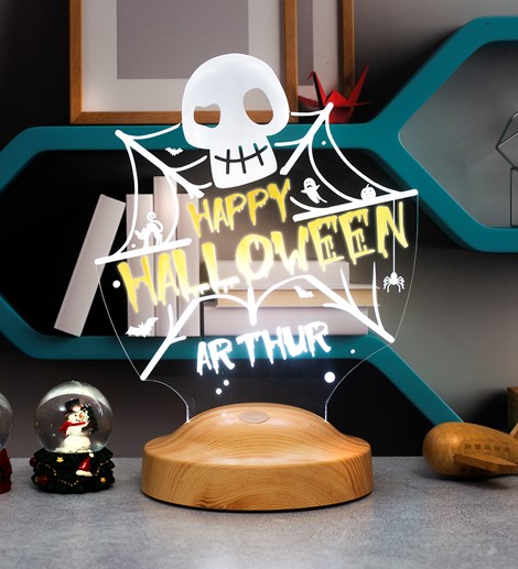 Cadılar Bayramı Halloween Hediyesi Kişiye Özel Happy Halloween Led Lamba 