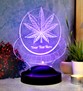 Mucize Bitki Kenevir li 3D Led Lamba, Kişiye Özel Hediye, Cannabis Sativa Desenli Dekoratif Masa Lambası