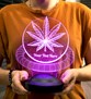 Mucize Bitki Kenevir li 3D Led Lamba, Kişiye Özel Hediye, Cannabis Sativa Desenli Dekoratif Masa Lambası
