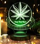 Mucize Bitki Kenevir li 3D Led Lamba, Kişiye Özel Hediye, Cannabis Sativa Desenli Dekoratif Masa Lambası