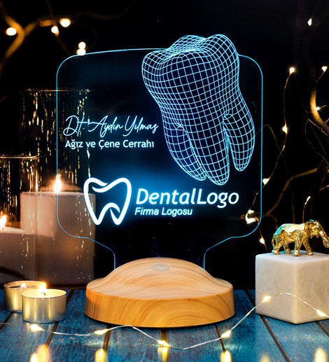 Diş Doktoru Hediyesi Diş Kliniği Logo eklenebilen, Dentist, Diş Hekimi Kişiye Özel 3 Boyutlu Led Lamba 