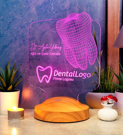 Diş Doktoru Hediyesi Diş Kliniği Logo eklenebilen, Dentist, Diş Hekimi Kişiye Özel 3 Boyutlu Led Lamba 