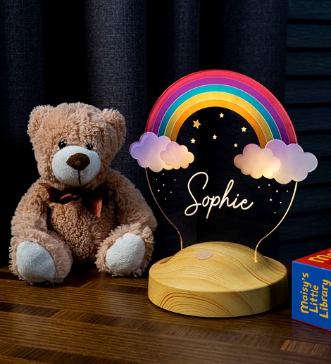 Gökkuşağı Kız Çocuk Hediyesi Rainbow Kişiye Özel Doğum Günü Led Gece Lambası, Çocuk Odası Aydınlatması, Erkek Bebek, Kız Bebek
