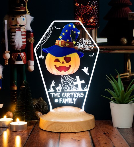Halloween Şapkalı Bal Kabağı Tasarımlı Cadılar Bayramı Hediyesi Balkabağı Hediyelik Led Lamba