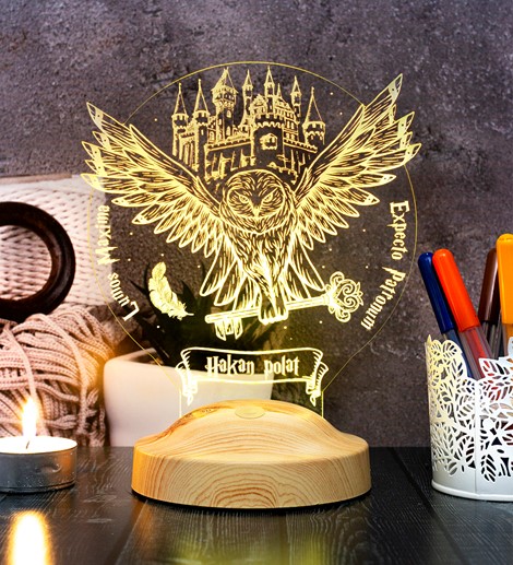 Hogwarts Hedwig Kişiye Özel 3D Led Lamba, Hediye Baykuş Gece Lambası, Harry Potter Hediyelik 