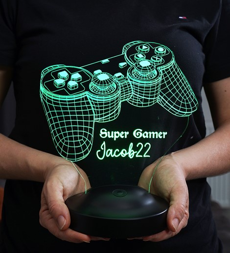 Joystick Tasarımlı, Oyun Konsolu Tasarım  Kişiye Özel Gamer Hediyesi 3 Boyutlu  led lamba, Gamer Masa Lambası