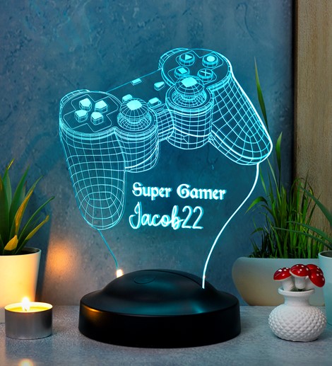 Joystick Tasarımlı, Oyun Konsolu Tasarım  Kişiye Özel Gamer Hediyesi 3 Boyutlu  led lamba, Gamer Masa Lambası