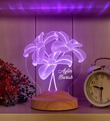 Çiçek Buketi Led Lamba, Sevgiliye Hediye, Sevgiliye Doğum Günü Hediye, Kişiye Özel 3D Led Lamba