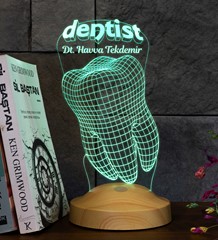 Diş Doktoru Hediyesi, Diş Hekimine Hediye, Dünya Diş Hekimleri Günü Hediyesi, Dentist Temalı İsimli 3 Boyutlu Led Lamba