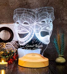 3 Boyutlu Maske, Tiyatro Sanatçısına Hediye Kişiye Özel Led Lamba 