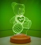 Kalpli Ayıcıklı Hediye, Ayıcık Led Lamba, Ayı Teddy 3d Hediyesi 3 Boyutlu Led Lamba