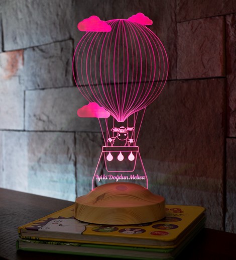 Kişiye Özel Çocuk Doğum Günü Hediyesi 3D Kuzulu Balon Led Lamba
