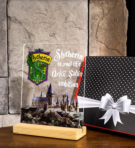 Kişiye Özel Pleksi Şeffaf Tablo Hogwarts Slytherin Binası Harry Potter Hediyesi