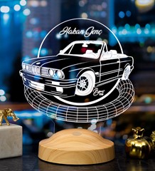 BMW Klasik E30 Cabrio Kişiye Özel, BMW Logolu Hediye 3D Led Lamba, BMW Hayranına Hediye