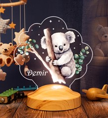 Koala Gece Lambası İsimli, Sevimli Çocuk Bebek Odası Lambası, Koala Konsept Doğum Günü Hediyesi, Koala Uyku Arkadaşı