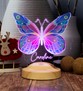 Kişiye Özel Renkli Baskılı Kelebek Led Lamba, Kelebek Tasarımlı 3D Gece Lambası