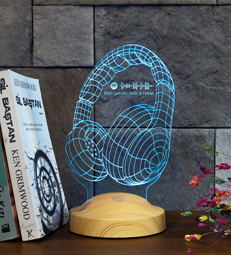 Kişiye Özel  Spotify Barkod Paylaşımlı 3D Kulaklık LED Lamba