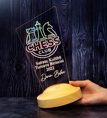 Satranç Turnuvası Kupa Ödül Hediyesi, Satranç Öğretmenine Hediye Led Lamba, Satranç Temalı Hediyelik, Chess Renkli Masa Lambası