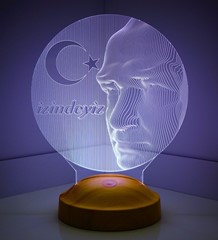 Atatürk 3 Boyutlu Led Lamba, Atam Büst Atatürk Temalı Hediyelik Ürünler Atatürk İzindeyiz 3D Gece Lamba
