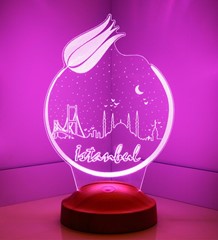 İstanbul Temalı, İstanbul Aşığına, İstanbul Hatırası Led Lamba, 3 Boyutlu Led Lamba