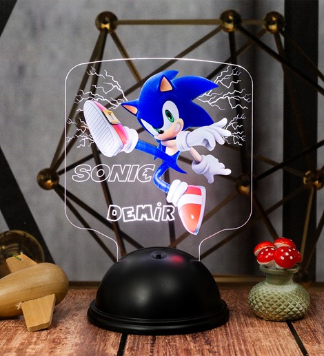 Sonic Hediyelik Led Gece Lambası, Sonic Oyuncak 3D Led Lamba 