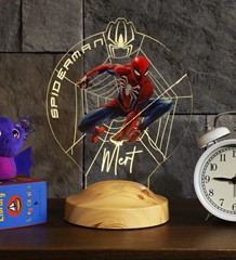 Spiderman Örümcek Adam Spider Man Figürlü Kişiye Özel Gece Lambası, 3D Led Lamba, Spider-Man Erkek Çocuk Hediyesi Renkli