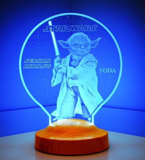 Star Wars Yoda Usta Figürü Kişiye Özel 3D Hediye Led Lamba, Yıldız Savaşları Hayranları Hediyelik