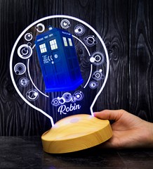 Tardis Desenli Gece Lambası, Doctor Who Hayranlarına Hediye, Galiffrey Dilinde Kişiye Özel İsim Çevrili Zaman