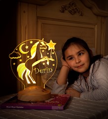 Unicorn İsimli Gece Lambası, Tek Boynuzlu At İsimli Kız Çocuk Odası Hediyesi Led Lamba, Unicorn Doğum Günü Parti Hediyesi