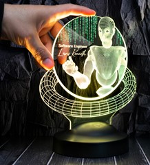 Web Tasarımcı hediyesi, Grafiker Hediyesi, Developer Hediyesi, Yazılımcılar İçin Hediye, Matrix Temalı 3D Led Lamba