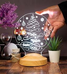 Yeni Yıl Hediyesi Yılbaşı Çam Şeklinde Kişiye Özel Dekoratif Renkli Işıklı Led Lamba, Yılbaşı Hediyesi, Yılbaşı Süsü Led Lamba