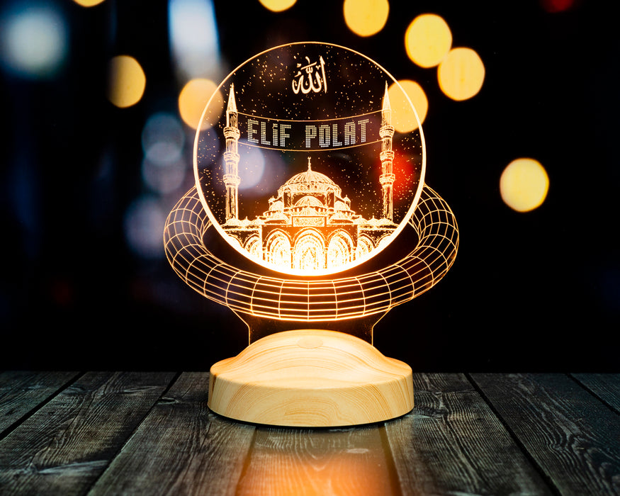 Mahya Yazısı Kişiselleştirilebilen Camii Tasarımlı LED Lamba