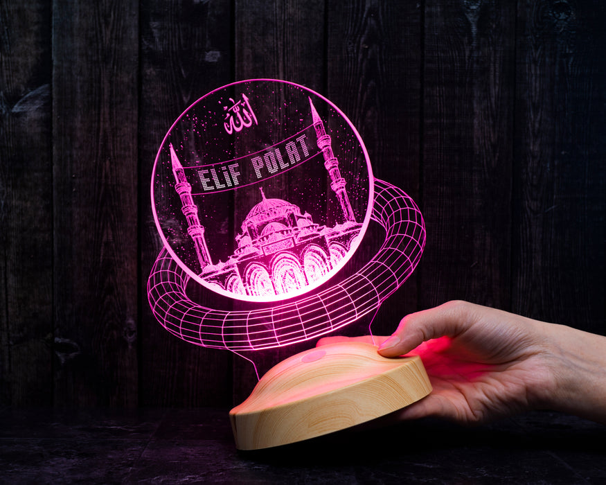 Mahya Yazısı Kişiselleştirilebilen Camii Tasarımlı LED Lamba