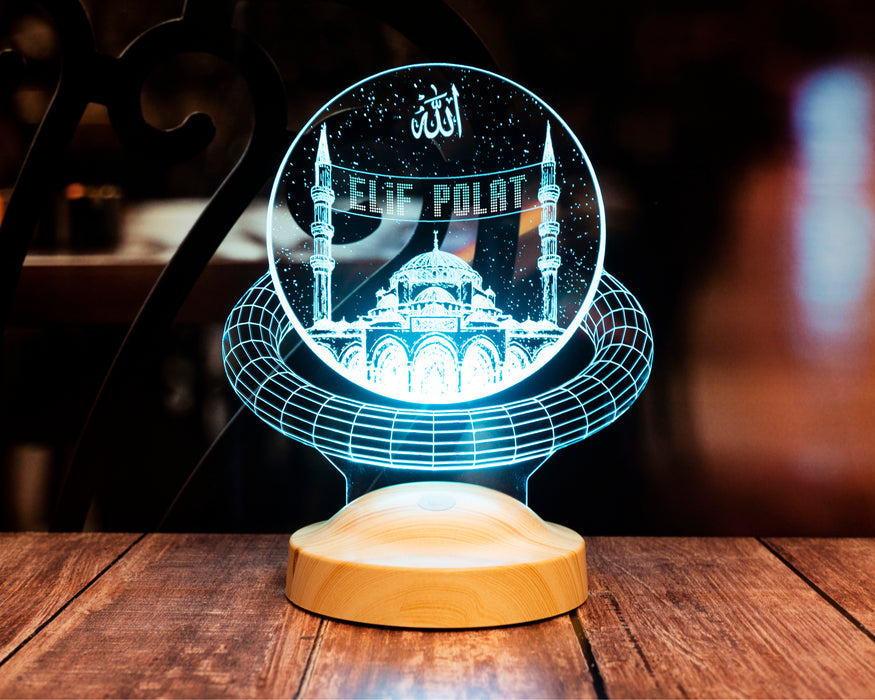 Mahya Yazısı Kişiselleştirilebilen Camii Tasarımlı LED Lamba