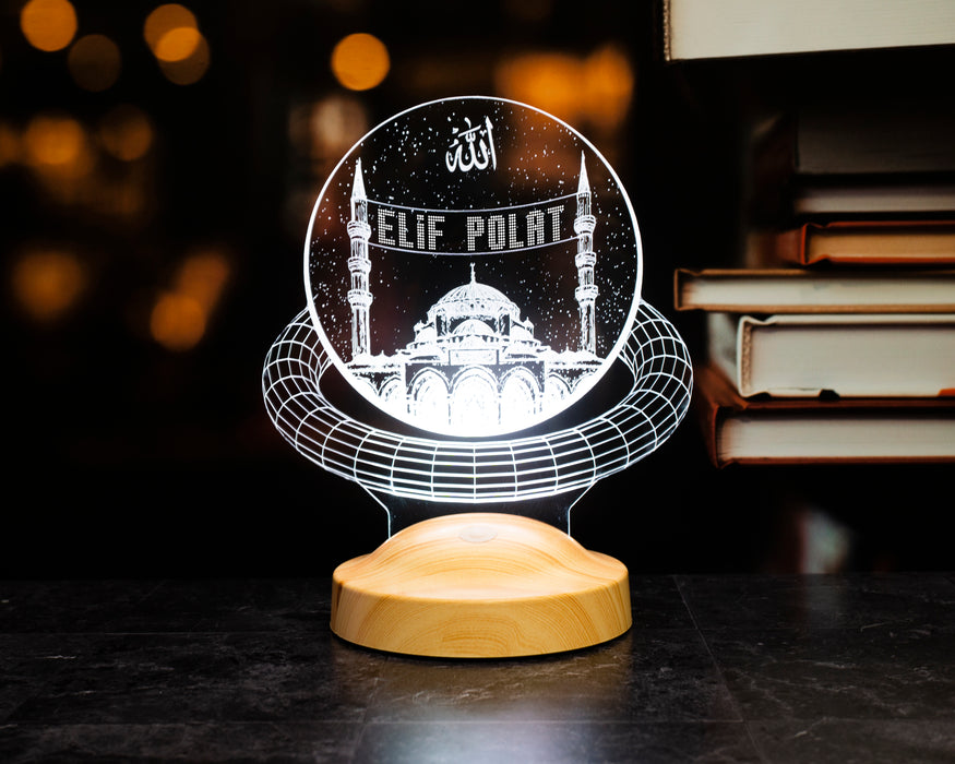 Mahya Yazısı Kişiselleştirilebilen Camii Tasarımlı LED Lamba