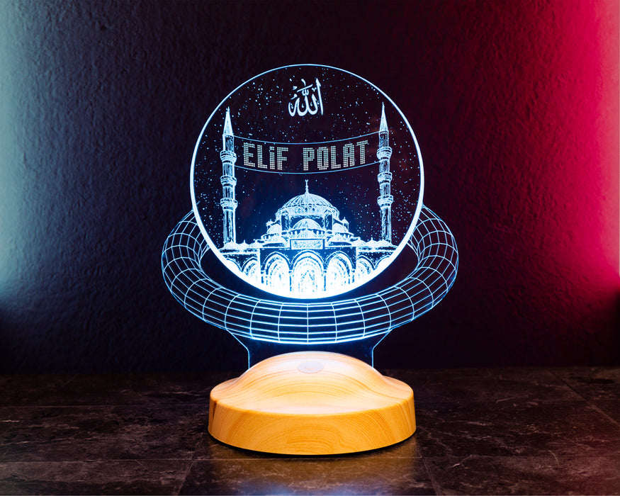 Mahya Yazısı Kişiselleştirilebilen Camii Tasarımlı LED Lamba