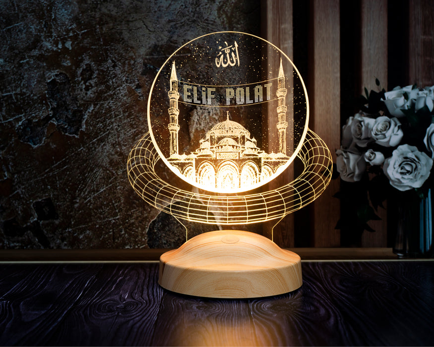 Mahya Yazısı Kişiselleştirilebilen Camii Tasarımlı LED Lamba