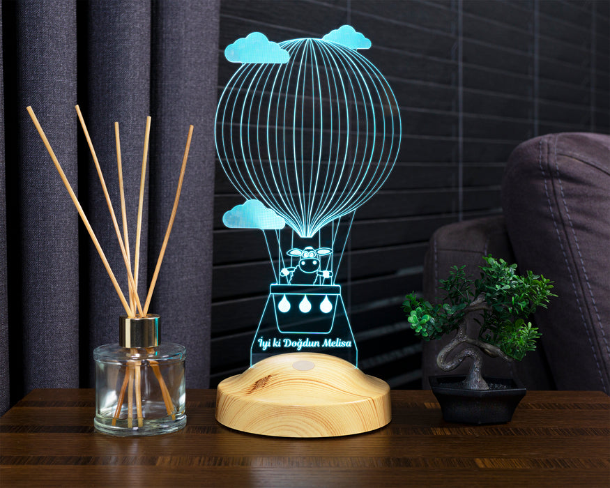 Çocuğa Doğum Günü Hediyesi Kuzulu Balon, İsimli Hediye, Çocuk Odası Hediyesi, 3D Kuzulu Balon Led Lamba