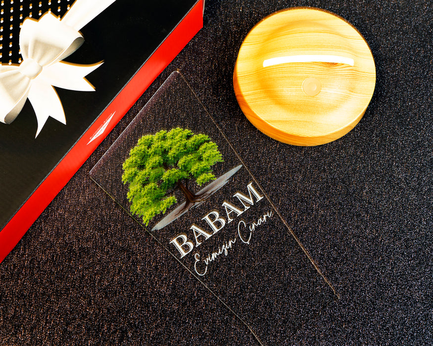 Babaya Hediye, Babalar Günü Hediyesi, Babama Hediye, Baba, Çınar Ağacı Figürlü Renkli Led Lamba