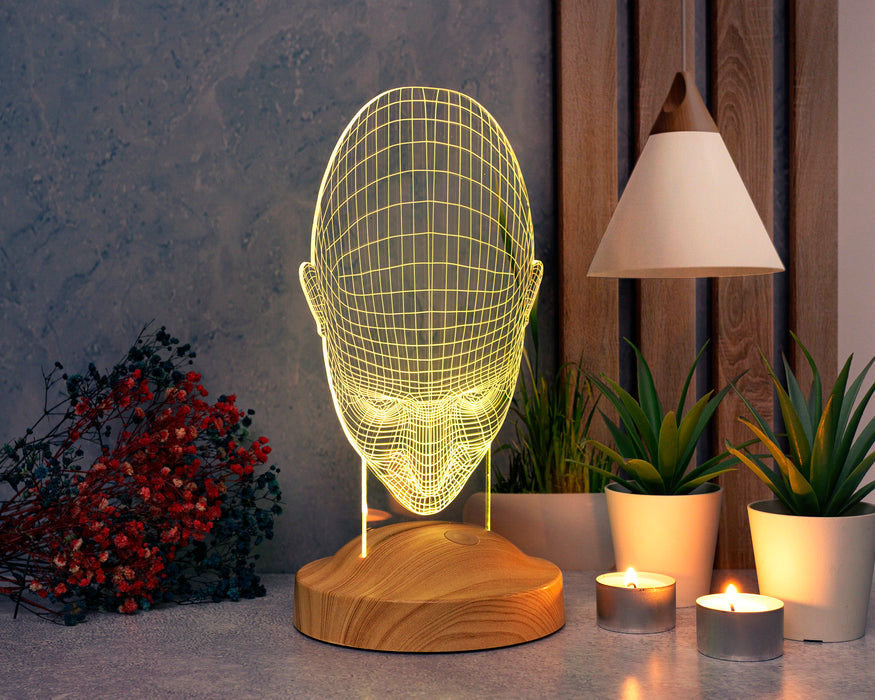 3D İnsan Kafası LED Lamba, Endüstriyel Tasarımcı için Hediye, Sanatçı için Hediye, Masa Lambası